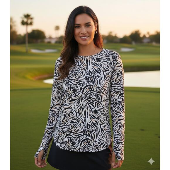 Lilly Pulitzer Womens M Luxletic Blythe UPF Can You Zee Me Zebra Pullover Top - Picture 2 of 9